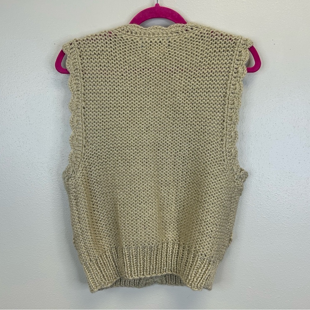 Peddlers Size S Vintage 70s Sweater Vest Cable Knit Button Up Cottagecore Granny - Picture 6 of 9